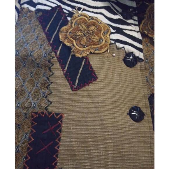 Vintage New Directions Art to Wear Floral Zebra Patchwork Grandma Blazer Medium - Picture 6 of 6